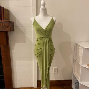 Elegant Green Draped Dress